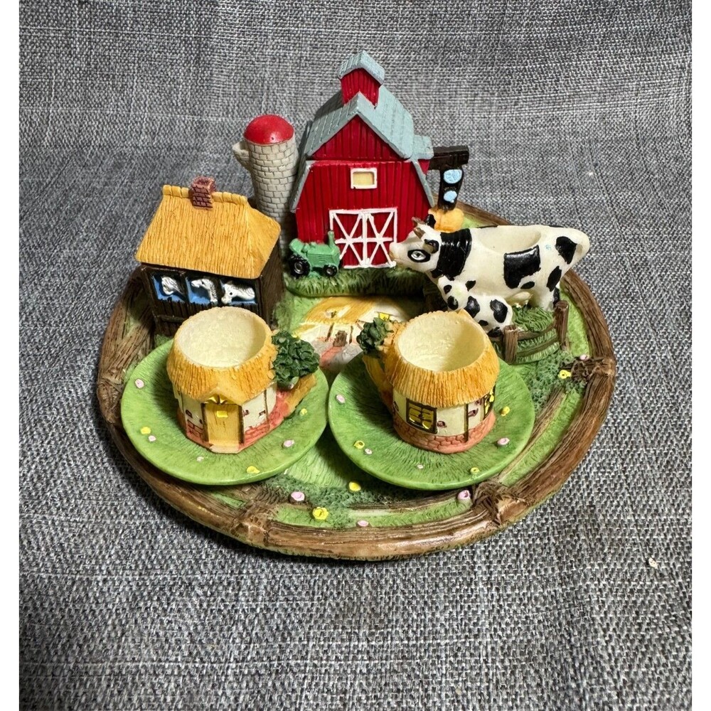 Vintage 1994 Ranger International Farm Mini Tea Set Barn Cow 10 Pc Country